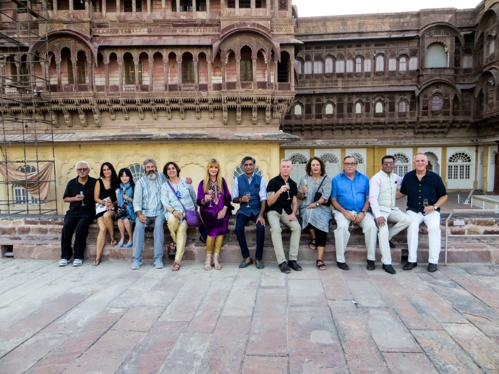 Group Photo of champagne receptioon at Mehrangarh Fort